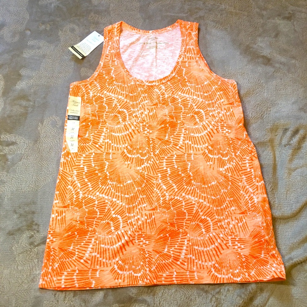 NWT Denver Hayes orange tangerine and white tank Size M